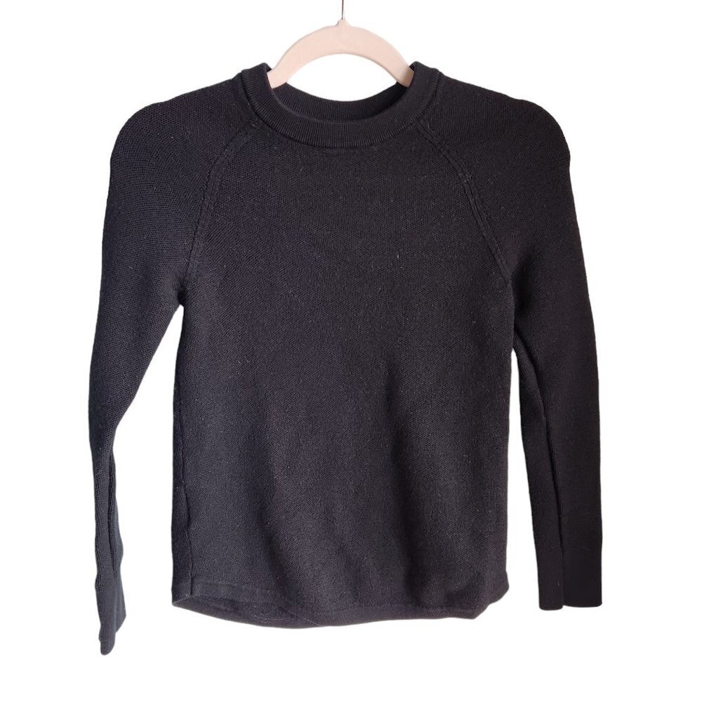 Lululemon Sweater Black 4 Women's Merino Wool Honeycomb Long Sleeve Crew Neck